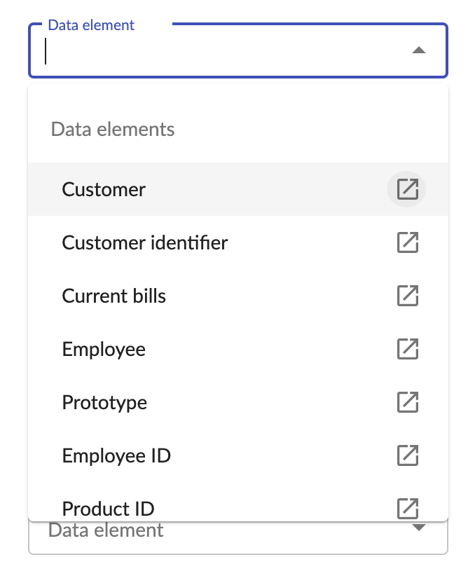 Data element select box